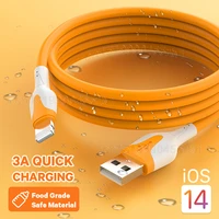 soft silicone usb cable for iphone 13 12 11 pro max xr xs 8 7 6s 3a fast charging mobile phone charger cable data cord wire 12m