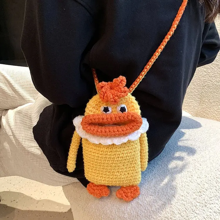 Осенняя новая сумка для мобильного телефона с колбасиным ртом тканая вручную