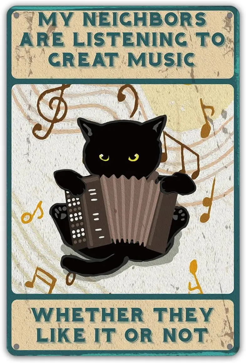 

Interesting Backyard Black Cat Quotations Metal Tin Logo Wall Decoration Art Retro Music Logo as a Home Decoration Gift