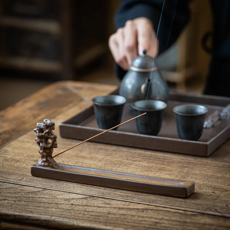 

Creative Japanese-style Ceramic Incense Inserts Antique Zen Taihu Stone Incense Inserts Incense Backflow Retro Porch Ornaments
