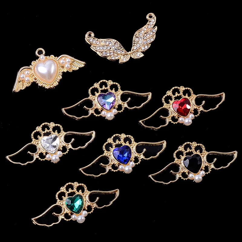 

10 Pcs Buttons Clasp Angel Love Rhinestone Diamond Alloy Shoes Clothing Bag Accessories DIY Hand-made