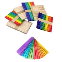 100pcs diy wooden stick popsicle ice cream sticks colorful hand crafts art creative educational toys for children kids baby