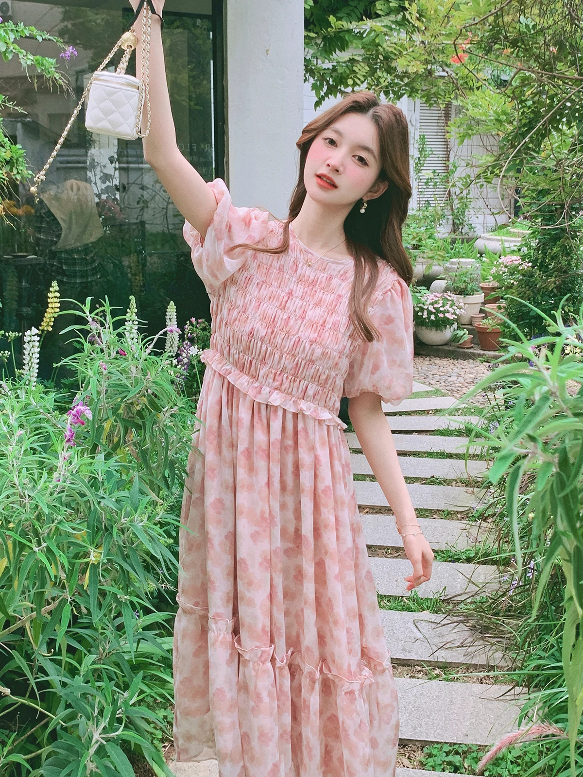 Розовое платье женское лето 2024 Новое поступление элегантная юбка с пышными