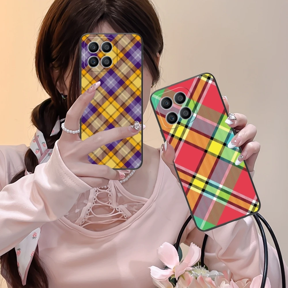 Lattice Grid Texture Mobile Cell Phone Case for Huawei Honor 90 80 70 60 50 30 20 10 9 8 7 Pro S SE Lite 5G Black Cover Shell