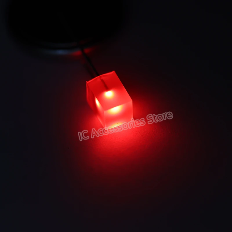 

100pcs Red light 5X5X7 square LED indicator 5*5*7 light-emitting diode lamp bead square without edge long Pin