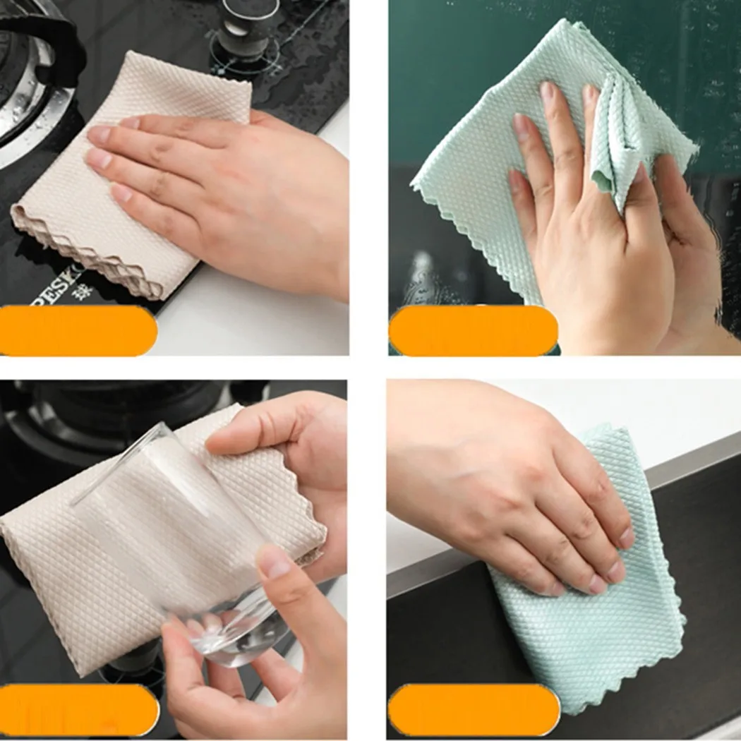 

5pcs Special Fish Scale Microfiber Polishing Kitchen Cleaning Cloth For Camping Home Multi-purpose Cleaning Supply Outdoor Tools