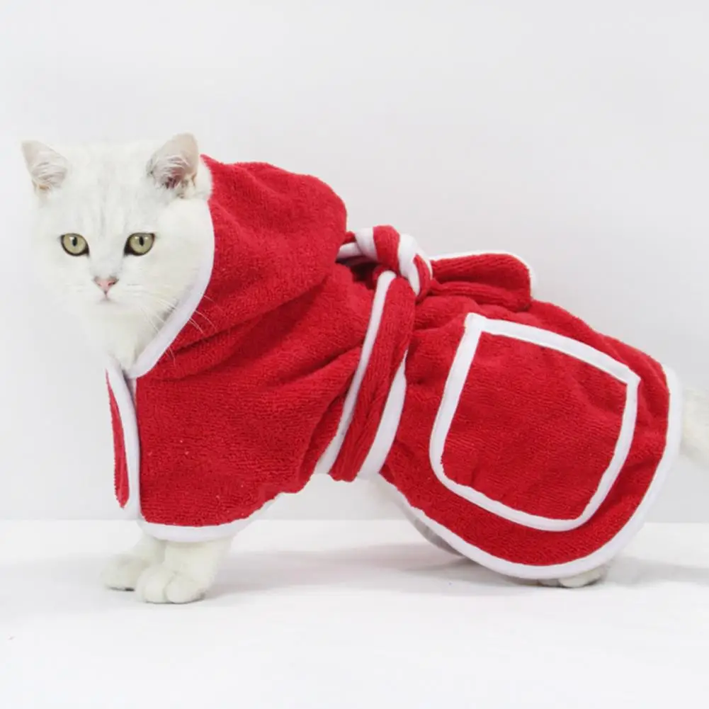 

Dog Bath Robe Cozy Drying Coat Pet Bath Towel Adjustable Pet Drying Coat