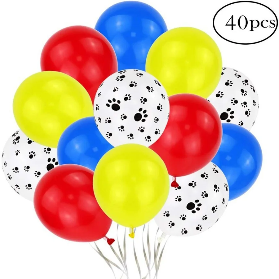 40pcs Dog Footprints Latex Balloons Year of the Dog Birthday Party Decorations Children's Day Arrangement Balloons Blue White