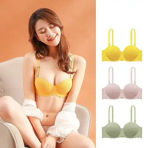 Sexy Bras Push Up Seamless Underwear for Women Solid ColorWireless Lingerie One-pieces Gather Convertible Straps Brassiere