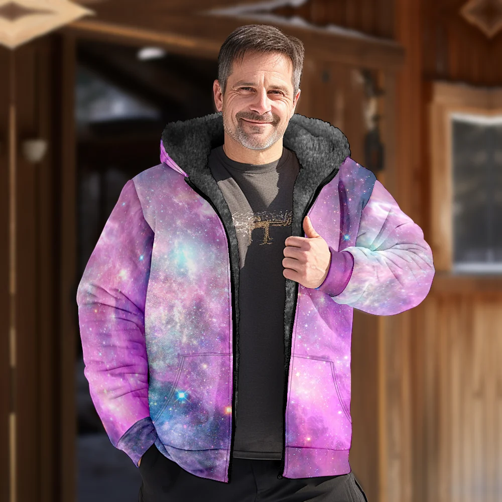 Мужские зимние куртки пальто хлопковая одежда со звездным небом классический