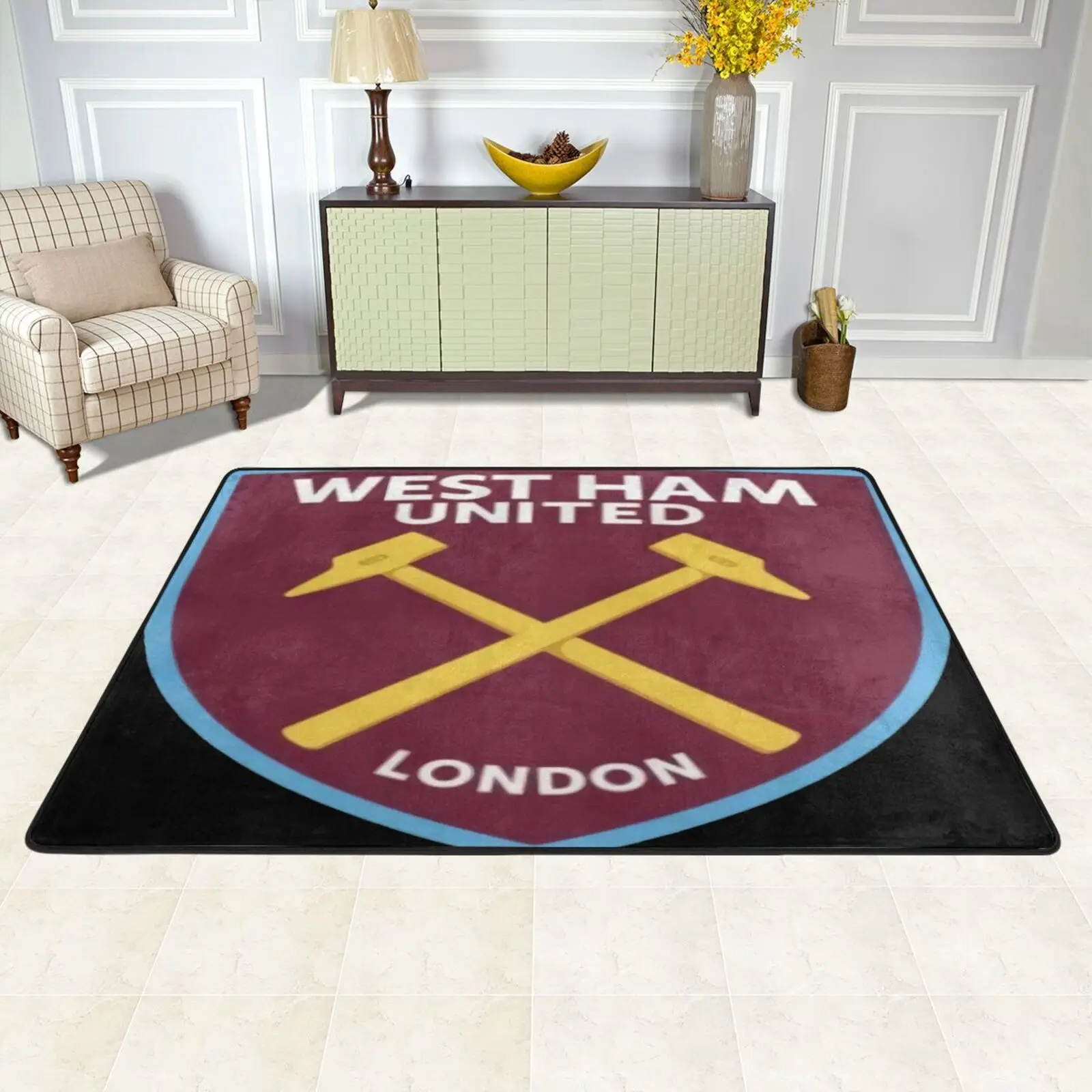 

West Ham United Color Crest Charcoal Room Carpet Men Luxury Bath Mat Bedroom Decor Room Carpet Lift Men Polyester For Guys Art