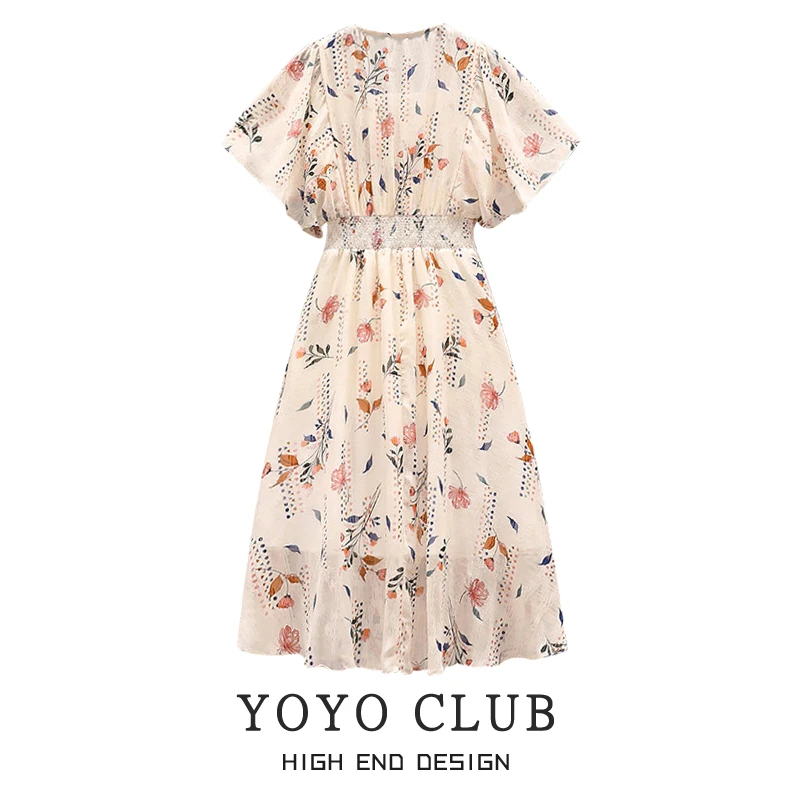 Женская одежда больших размеров нежное платье с цветочным принтом летнее для