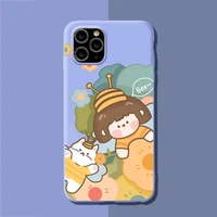ins cartoon kawaii girls phone case for iphone 11 12 13 mini pro xs max 8 7 6 6s plus x xr solid candy color case