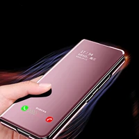 luxury pu leather flip case for samsung galaxy z fold 3 5g folding mirror case cover suit for samsung z fold3 bracket cover
