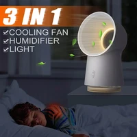original 3 in 1 mini night light bladeless cooling fan humidifier usb desktop fan air cooler with led light aroma diffuser home