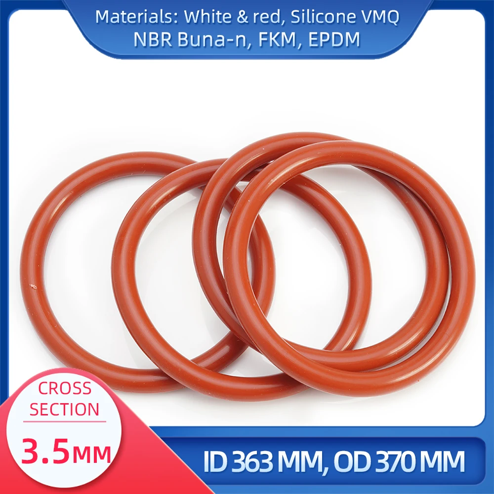 

O Ring CS 3.5 mm ID 363 mm OD 370 mm Material With Silicone VMQ NBR FKM EPDM ORing Seal Gask