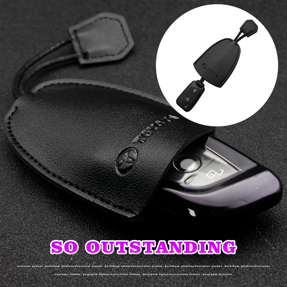 

Portable Keys Case Genuine Leather Pull-Style Car Key Chain Wallet Bag Keychain Pouch For Toyota Camry 40 Rav4 Mark Jzx90 Cresta
