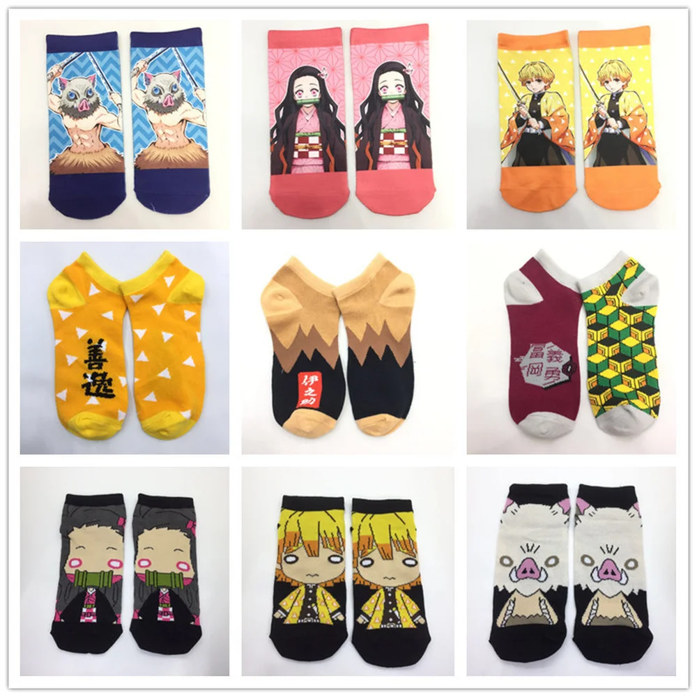 

10Pairs Demon Slayer Kimetsu No Yaiba Sock Men Women Boat Socks Anime Cartoon Cotton harajuku Socks calcetines
