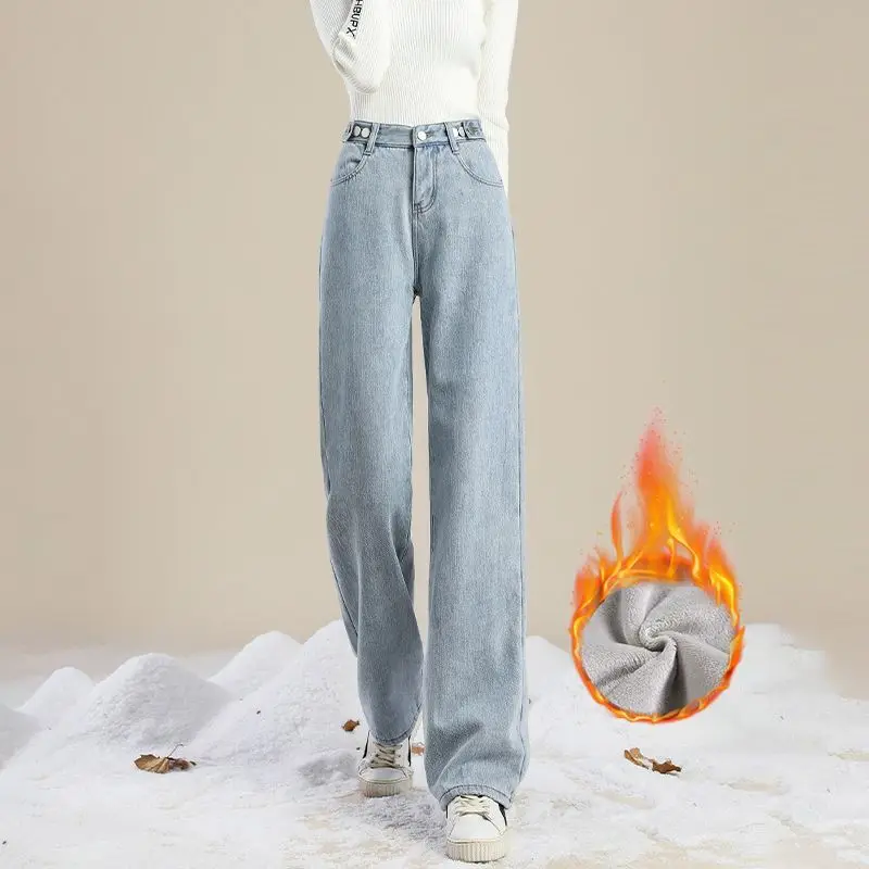 Однотонные хлопковые джинсы с высокой талией и карманами элегантная мода