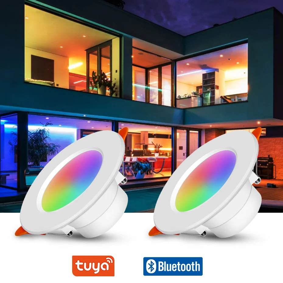 

Smart LED Downlight Spotlight Tuya Bluetooth Control 10W AC 110V 220V Dimmable Ceiling Down Light RGB+CW+WW Sync Music For Party