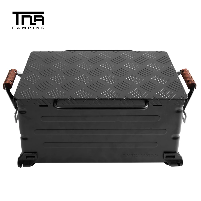 TNR Outdoor Camping Glamping Equipped with Storage Box Black Cover Aluminum alloy Rack BBQ Picnic Tray