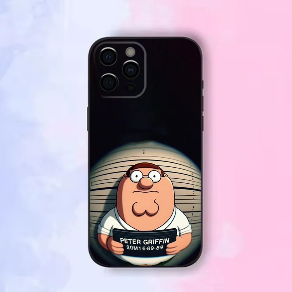 P-PeterS Family G-Guy Phone Case For iPhone16 15 14 13 12 Mini 11 Pro XR X XS MAX 7 8 Plus Silicone Cover Soft Black
