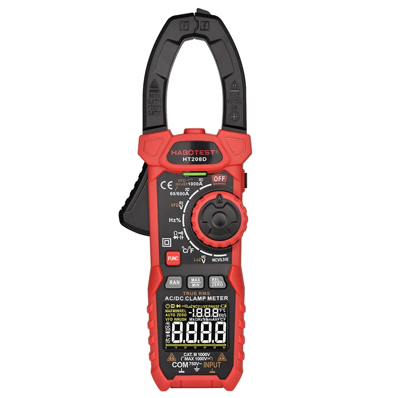 

HABOTEST Professional Digital Clamp Meter HT208D 6000Counts AC DC Tester