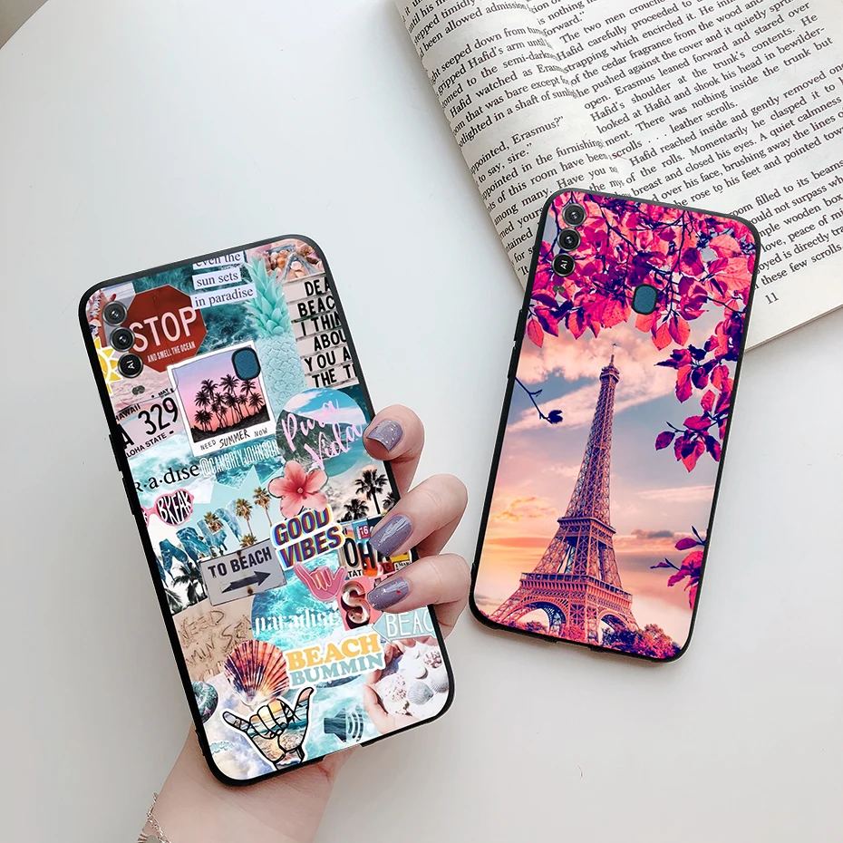 Чехол для Itel Vision 2 Plus / P37 Pro Черный Матовый Модный чехол из ТПУ с художественной