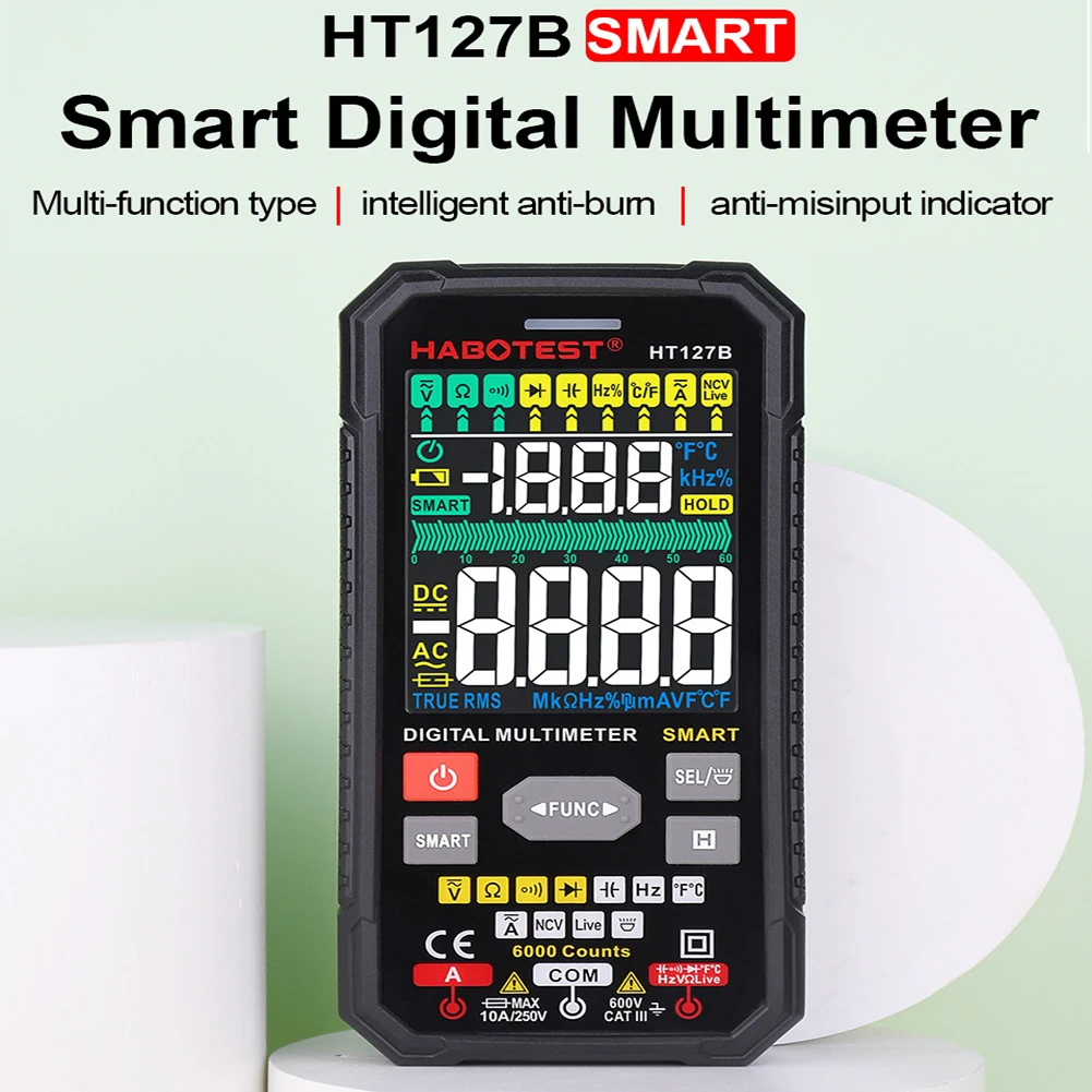 Цифровой мультиметр HT127B высокоточный мини-ампервольтметр умный Электрический
