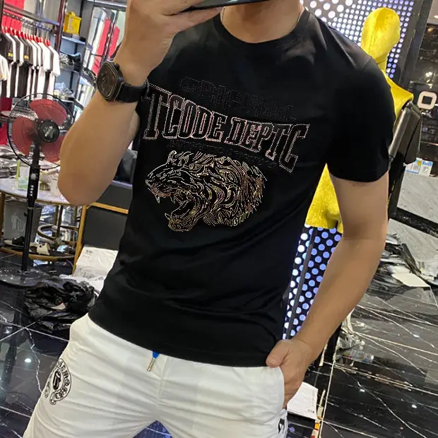 

Men's summer short sleeve t-shirt breathable micro stretch casual Joker sports round neck half sleeve t-shirt top