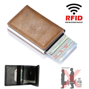 Кредитный мужской бумажник, защищенный RFID Бумажник в алюминиевой коробке, бумажники с зажимом для денег, дизайнерский держатель для карт