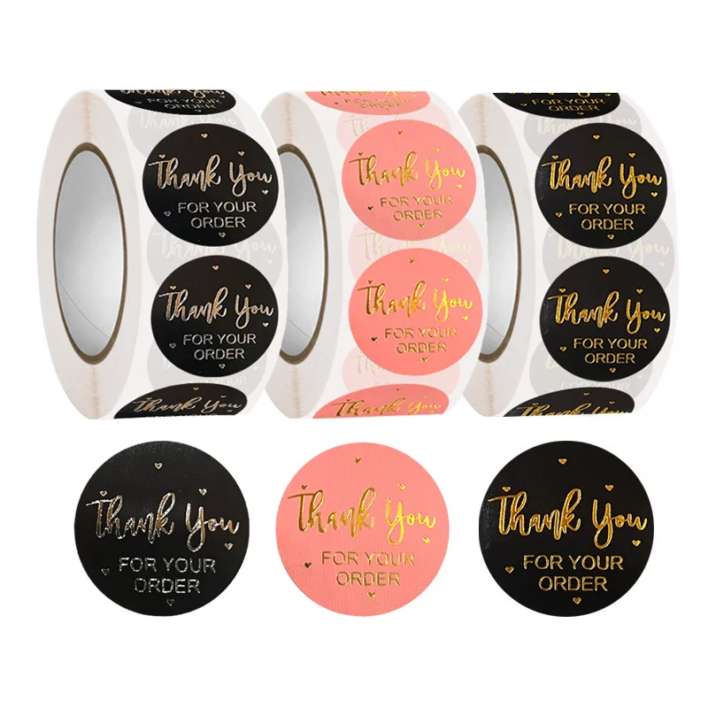 

1inch 500pcs/Roll 25mm Stickers Envelope Seal Labels Gift Packaging Thank You for Your Order Stickers Party Offer Stationery