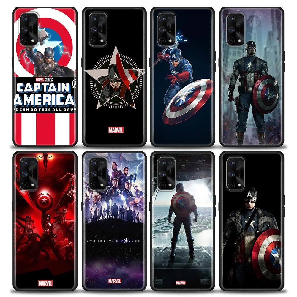 

Phone Case for Realme 5 6 7 X7 X50 5G Pro Ultra 7i C3 C11 C15 XT Case Soft Silicone Cover USA Captain America Marvel Avengers