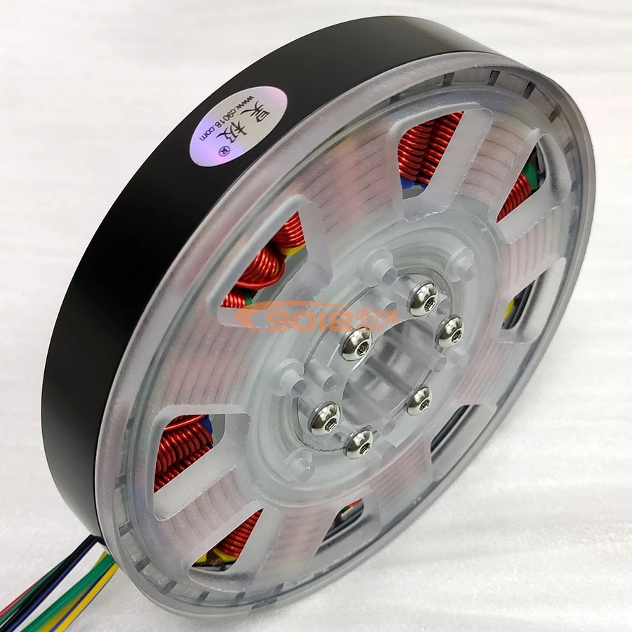 Haoji 400W Small Hollow Shaft Permanent Magnet DC Brushless Motor Hall Flat Ultra-thin Disc Generator