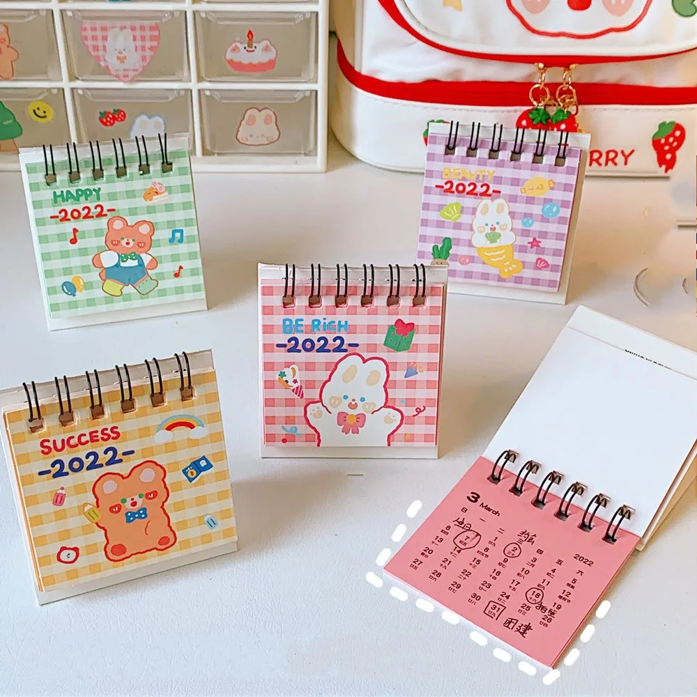 

2022 Kawaii Mini 365 Days Desk Calendar Plan Notebook Cute Desktop Calendar Cartoon Creative Notepad Girls Bunny Bear Calender