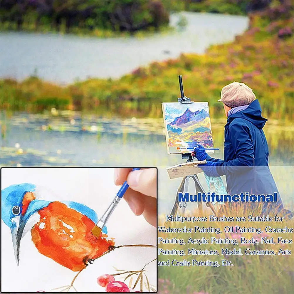 

2pcs 0.6cm Flat Paint Brushes Small Brush Volume For Painting Detail Essential Props For Painting Art X2p7