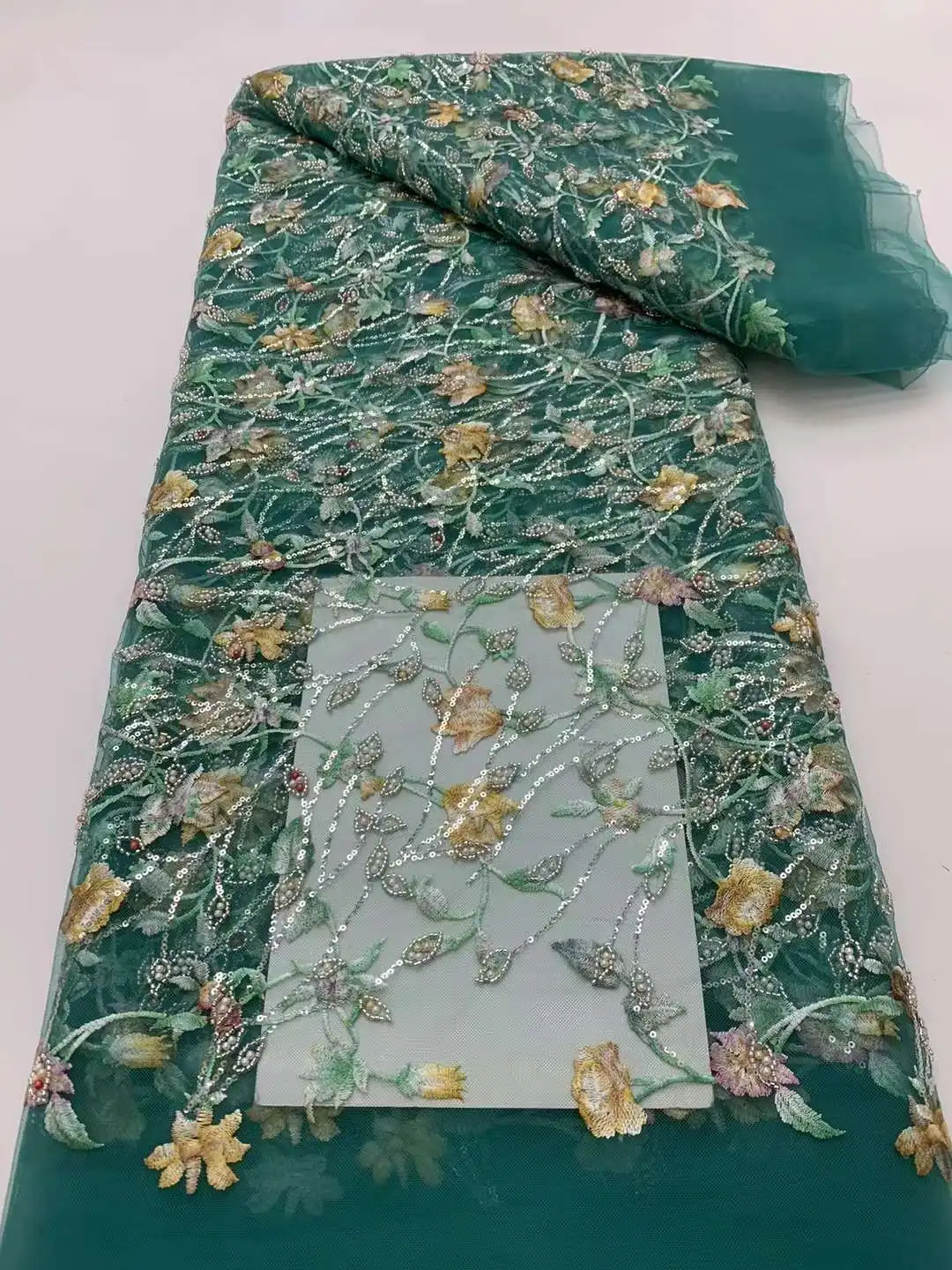 2024 высококачественные кружевные ткани из бисера для свадьбы тканевый материал