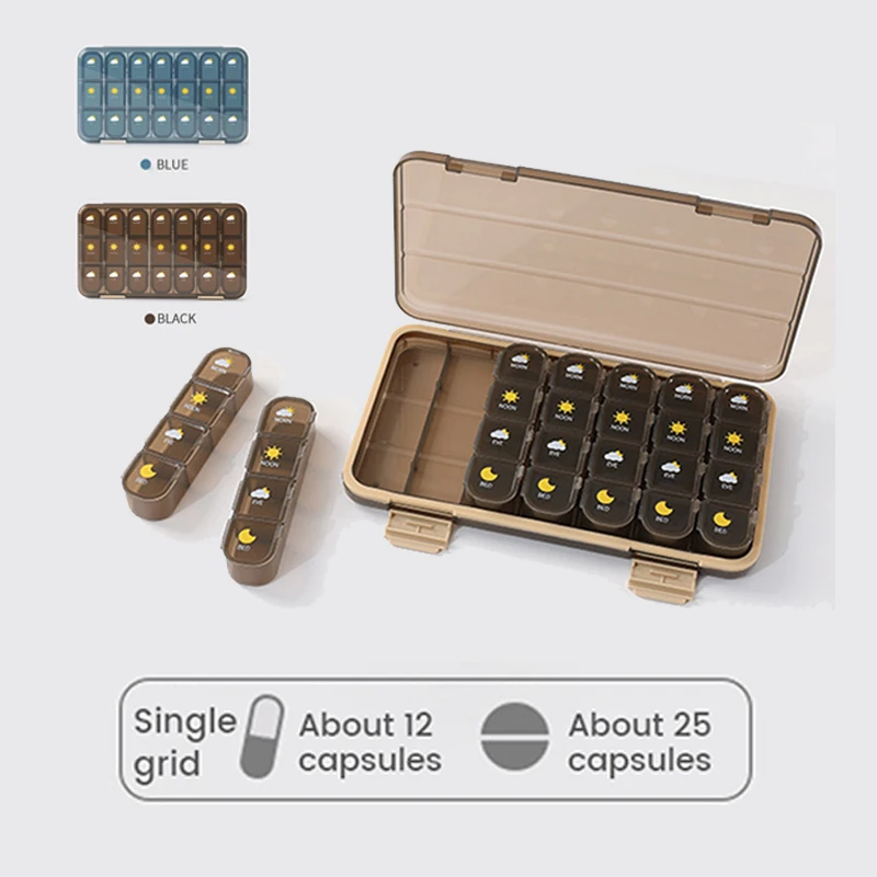 

21/28 Pill Cases Grids Weekly Travel Pill Container Independent Lattice Waterproof Vitamins Case Supplements Holder Pill Box