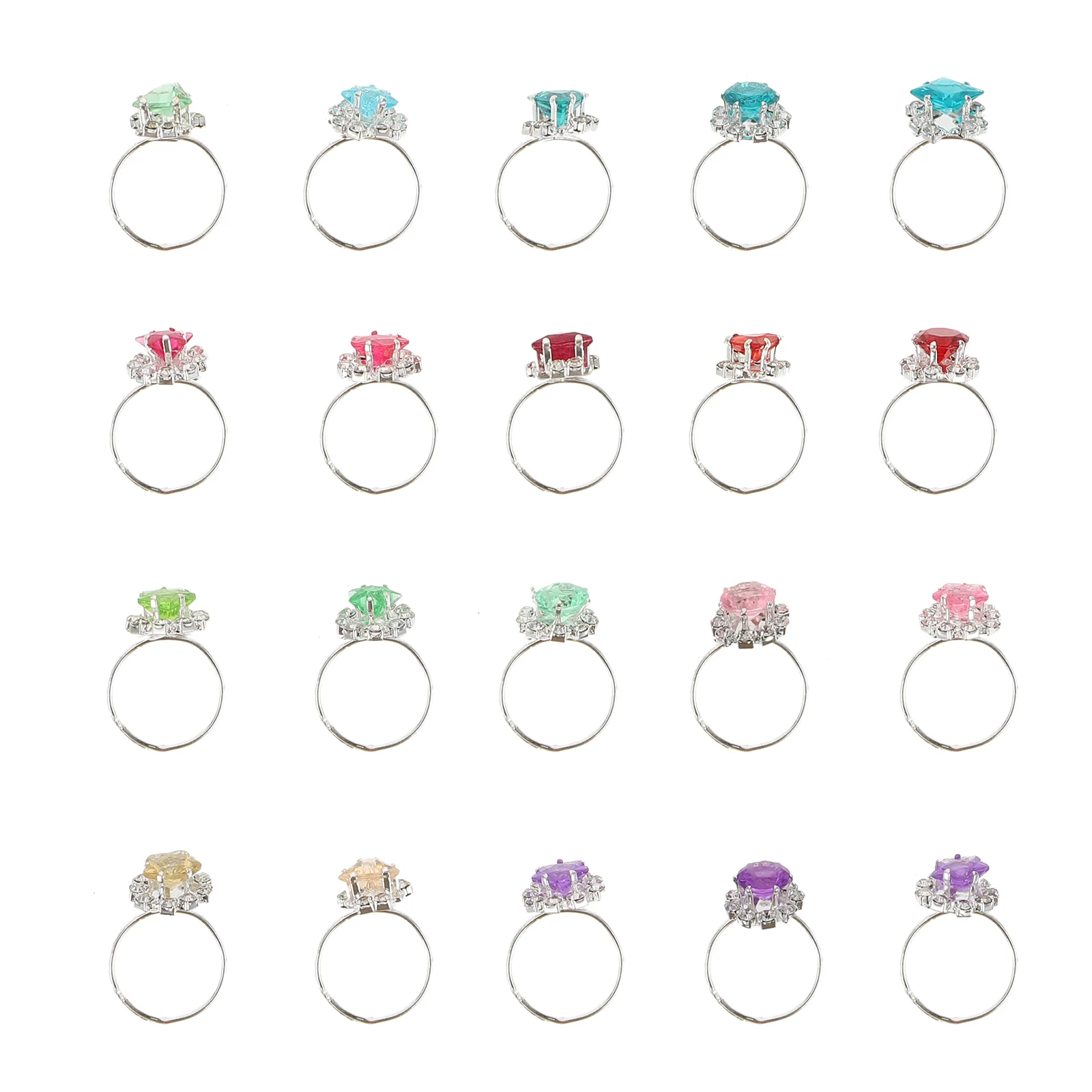 

Colorful Rings Sparkle Adjustable Big Rings Ring Finger Rings Dress Accessories for Christmas Birthday Party Favor Gifts 20Pcs