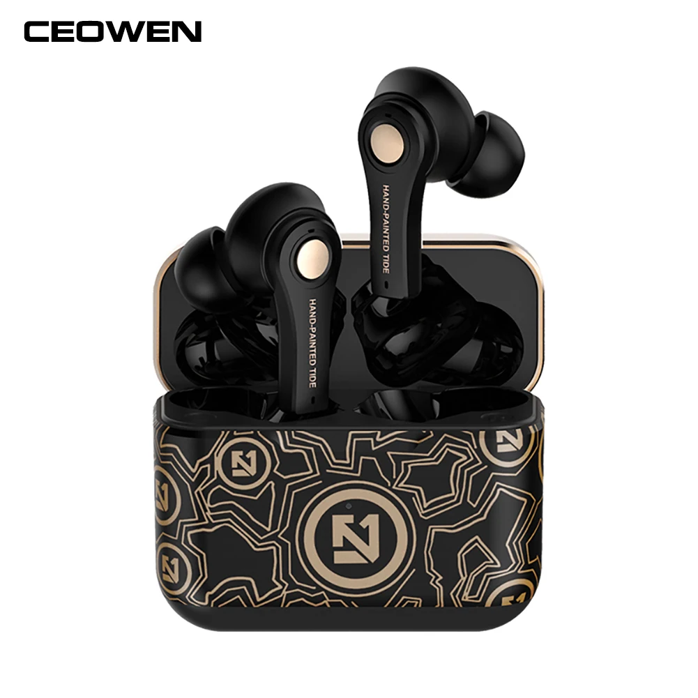 

CEOWEN TS-100 беспроводные Bluetooth-наушники каракули, модные Hi-Fi стереонаушники с зарядным устройством
