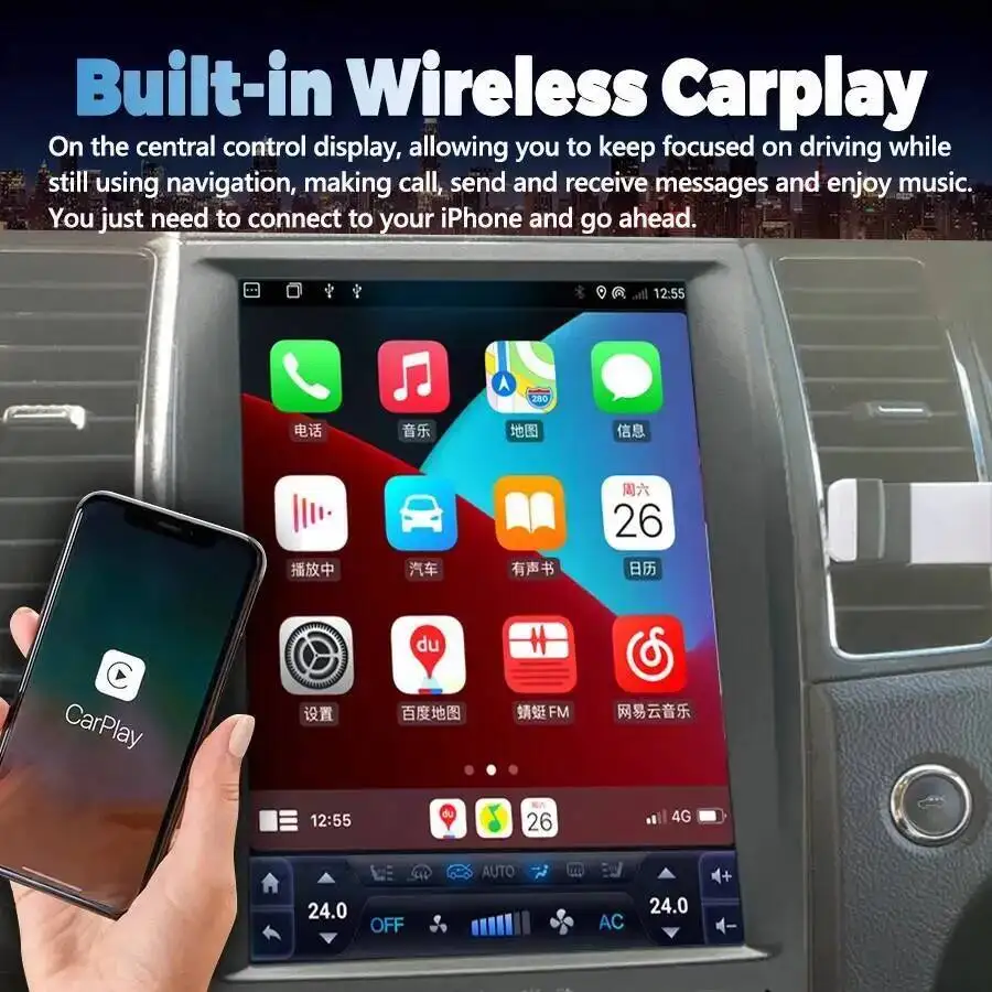 12.8'' Мультимедийный видеоплеер с CarPlay и Android 15, вертикальный экран для Ford Taurus 2010-2019, автомобильная магнитола с GPS и CarPlay, головное устройство (art.: 3920d7b73fa4e) - 3920d7b73fa4e
