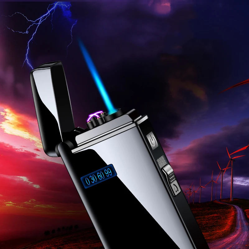 Ветрозащитная металлическая USB-зажигалка струйная зажигалка с светодиодный Ной