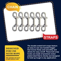 6 pieces steel bolt snaps portable reusable heavy duty double heads clasp hook indoor outdoor pet leash clips