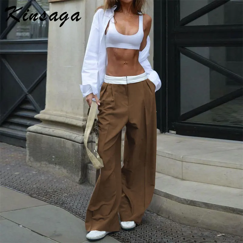 

Vintage Grey Baggy Cargo Pants Korean Fashion Hit Color Low Rise Casual Pants Women Streetwear Wide Leg Sweatpants Y2k Trousers