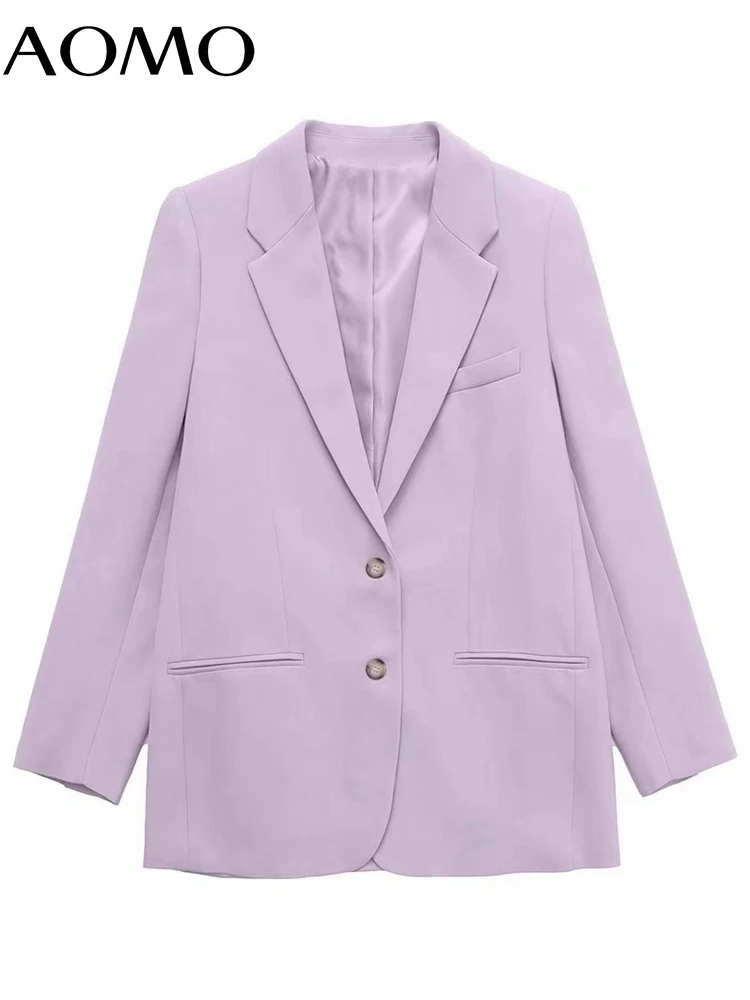 

AOMO 2022 Women Vintage Purple Blazer Female Long Sleeve Elegant Jacket Ladies Work Wear Blazer Formal Suits 3H227A