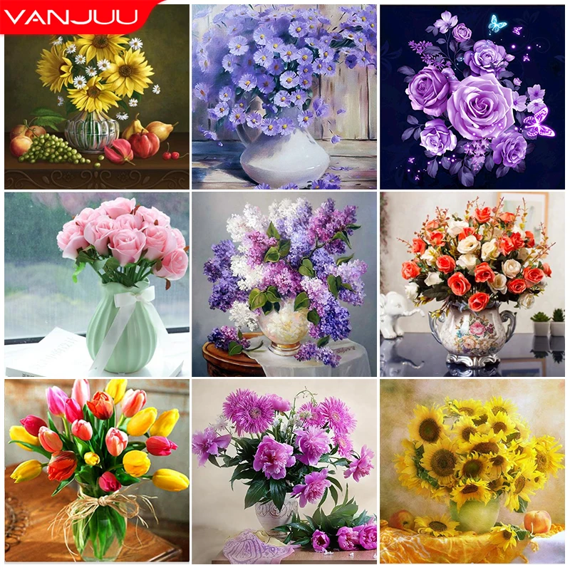 

Алмазная 5D живопись «сделай сам», Набор для вышивки крестиком с цветами, Алмазная мозаика, роза, полный квадратный/круглый алмаз, домашний д...