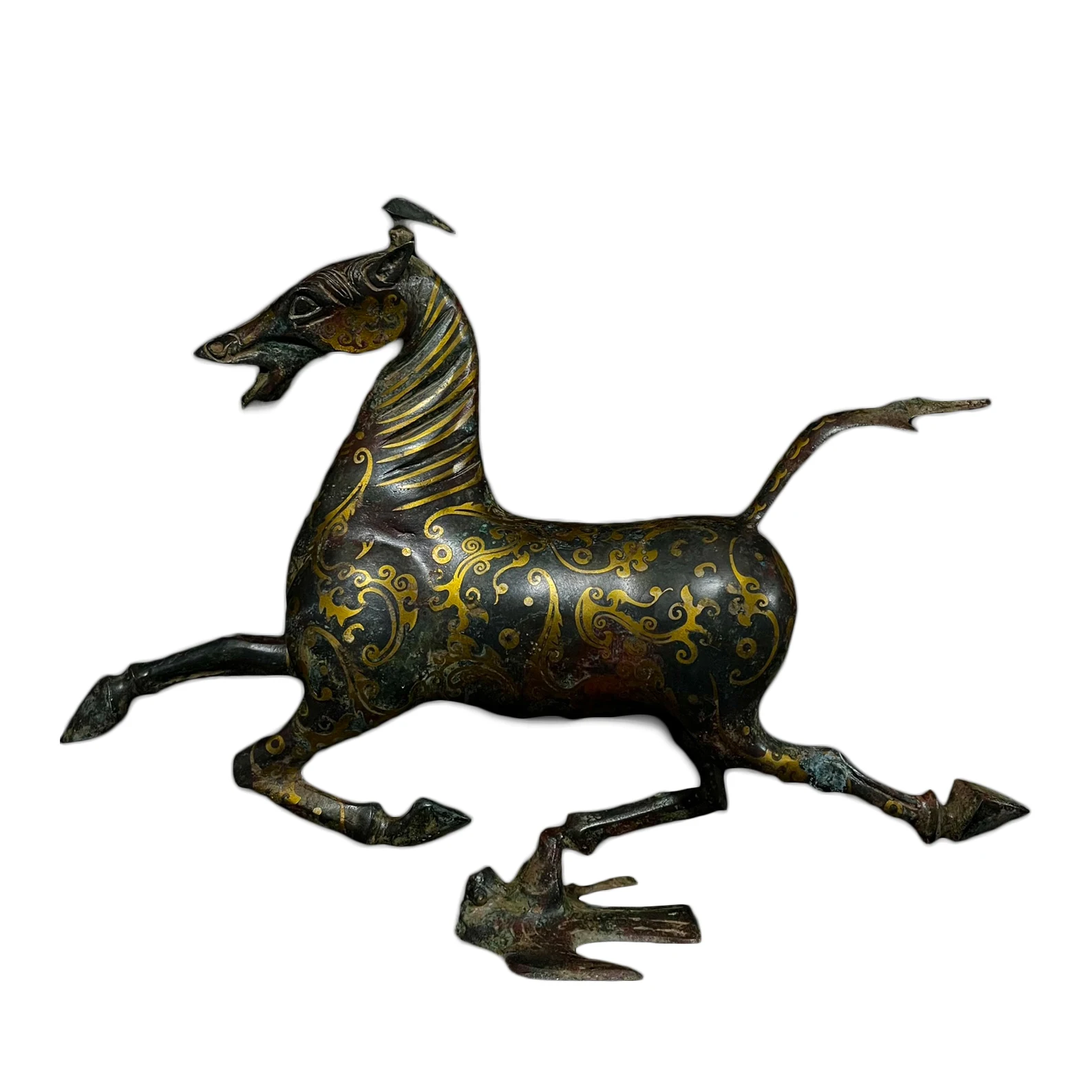 

MOZART Copper File, Old Golden Horse And Flying Swallow Chinese Traditional Style Antiques Fine Art Gifts Crafts