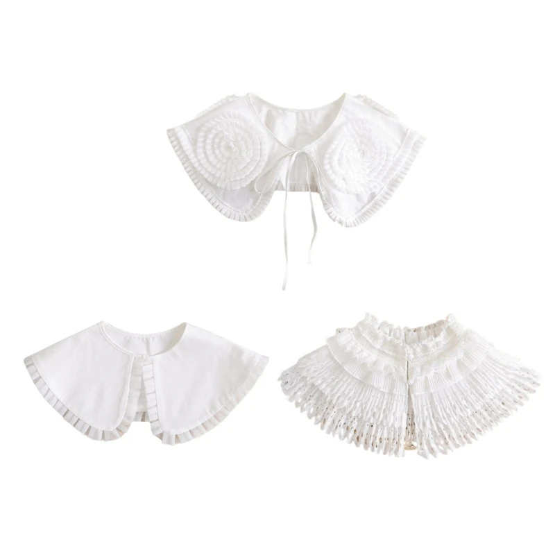 

Женский фальшивый воротник Lotuse, белый кружевной милый съемный женский свитер, рубашка, юбка T8NB