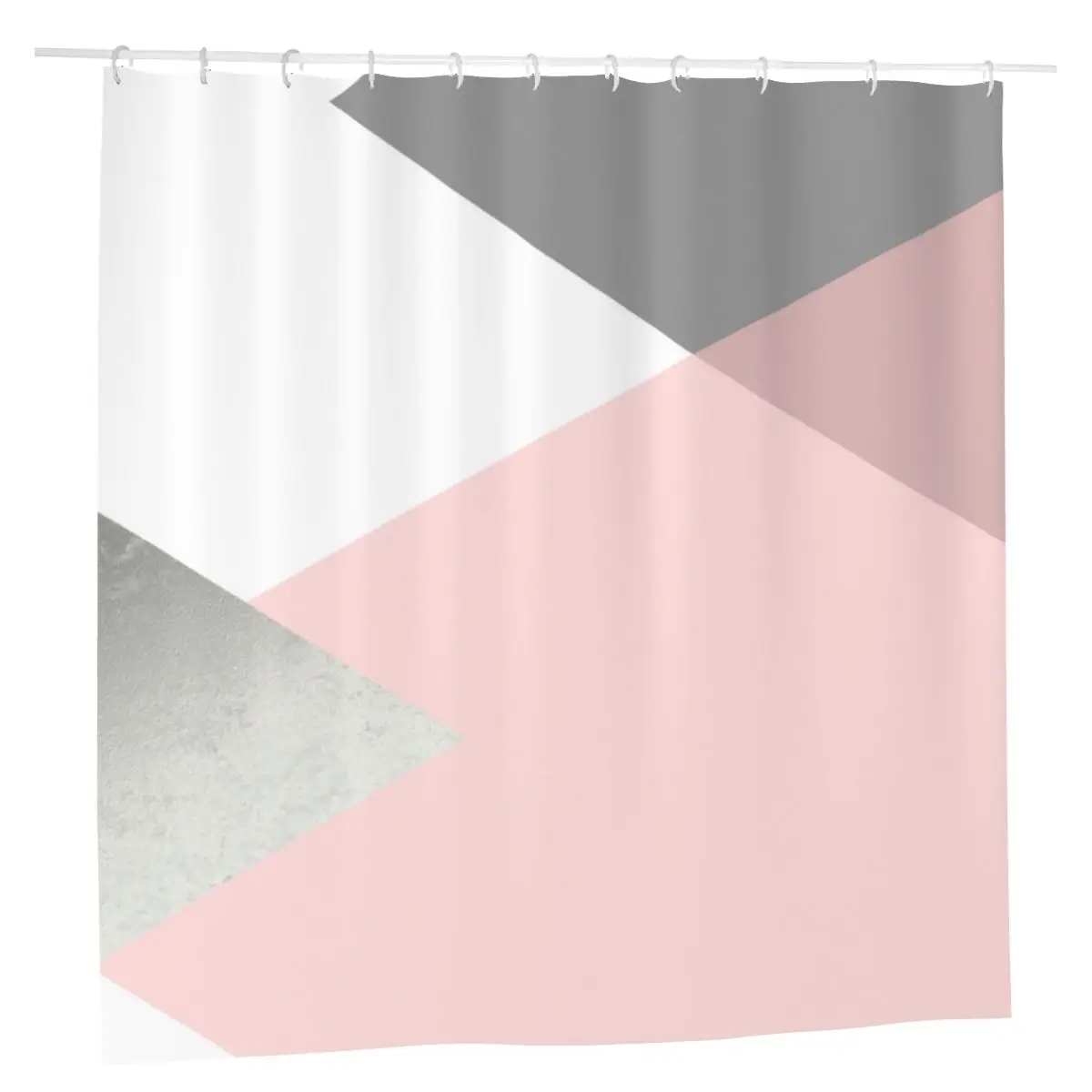 

Geometric Grey Blush Silver Shower Curtain Foil Pink Triangle Abstract Modern Nordic Home Curtains with Hook set