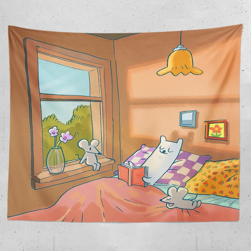 

Милый Декор для комнат, гобелен, милый мультяшный исцеляющий иллюстрационный гобелен, украшение для дома, роспись, аксессуары, гобелен на ст...